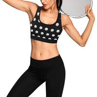 Hex White Black Women's All Over Print Sports Bra