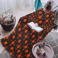 5555 Orange Blanket Robe with Sleeves for Adults