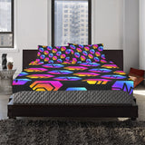 Hex Pulse Combo Black 3-Piece Bedding Set (1 Duvet Cover 86"x70"; 2 Pillowcases 20"x30")