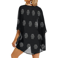 Hex Black & Grey Women's Kimono Chiffon Cover Up