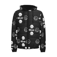 Hex Dot Com White Men's Hooded Bomber Jacket