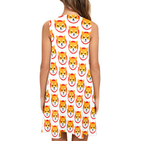 Shiba Inu Sleeveless Tank Dress with Pockets