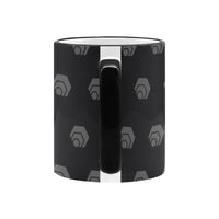 Hex Black & Grey Custom Ceramic Mug With Colored Rim and Handle (11oz)