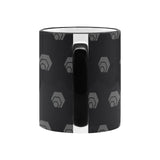 Hex Black & Grey Custom Ceramic Mug With Colored Rim and Handle (11oz)