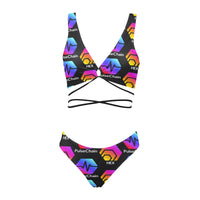 Hex Pulse TEXT Black Cross String Bikini Set