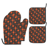 5555 Orange Heat Resistant Oven Mitt With Pot Holder (Four Pieces Set)