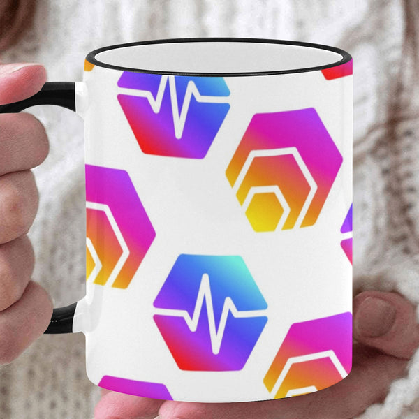 Hex Pulse Combo Custom Ceramic Mug With Colored Rim and Handle (11oz)