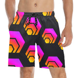 Hex Black Tapered Men's Mid-Length Beach Shorts