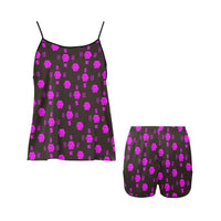 5555 Pink Women's Spaghetti Strap Cami Short Pajama Set