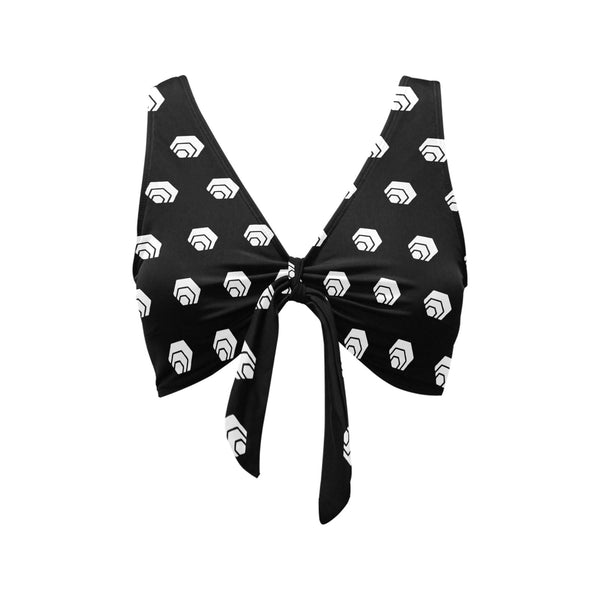 Hex White Black Chest Bowknot Bikini Top