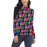 Hex PulseX Pulse Black Women's All Over Print Mock Neck Sweater