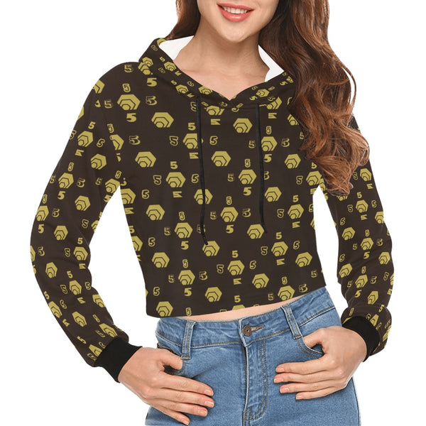 5555 Women's All Over Print Cropped Hoodie
