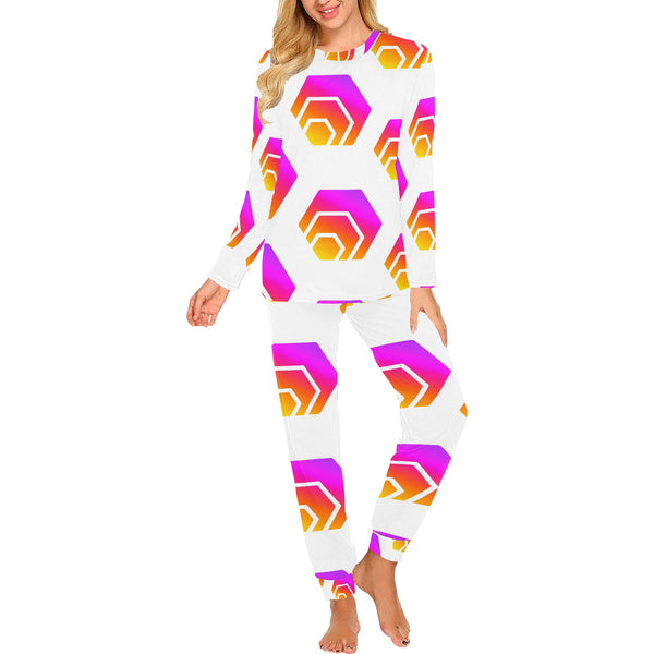 Hex Tapered Women's All Over Print Pajama Set with Trouser Opening