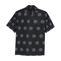 Hex Black & Grey Men's All Over Print Hawaiian Shirt With Chest Pocket