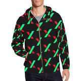 PulseX Black Men's All Over Print Full Zip Hoodie