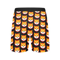 Shiba Inu Black Men's Mid-Length Pajama Shorts