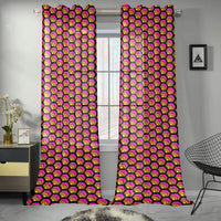 Hex Small Black Gauze Curtain 28"x95" (Two Pieces)