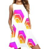 Hex Tapered Sleeveless Tank Dress with Pockets