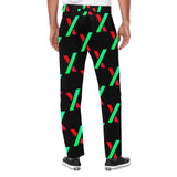 PulseX Black Men's All Over Print Casual Trousers