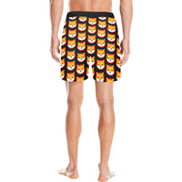 Shiba Inu Black Men's Mid-Length Pajama Shorts