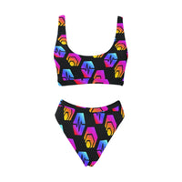 Hex Pulse Combo Black Sport Top & High-Waisted Bikini Swimsuit - Crypto Wearz