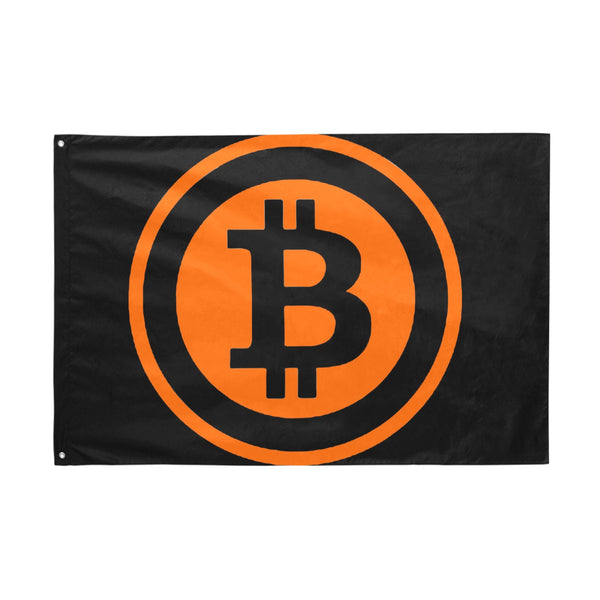Bitcoins Black & Orange Flag (70" x 47") - Crypto Wearz