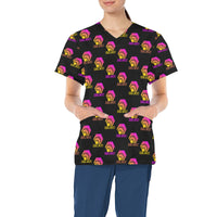 Hex Color Dot Com Black Women's All Over Print Scrub