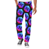 Pulse Black Men's All Over Print Casual Trousers