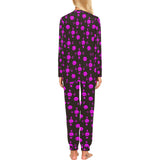 5555 Pink Women's All Over Print Pajama Set with Trouser Opening