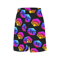 Hex Pulse Combo Black All Over Print Basketball Shorts With Pockets