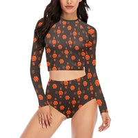 5555 Orange Women Long Sleeve Bikini Set