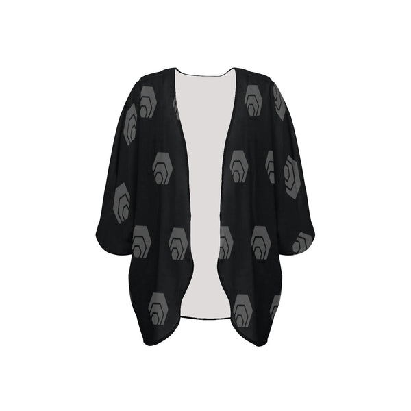 Hex Black & Grey Women's Kimono Chiffon Cover Up