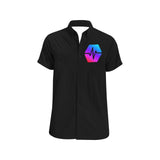 Pulse Logo Black Men's All Over Print Button Down Short Sleeve Shirt