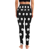 Hex White Black All Over Print High Waist Leggings with Pockets