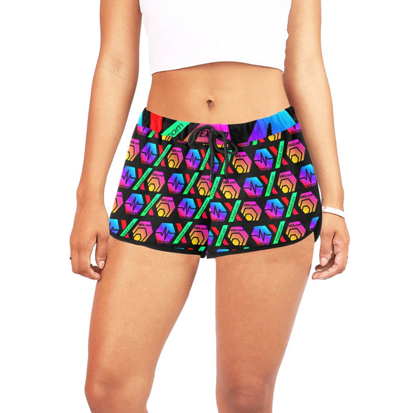 HPXdotCOM Black Women's All Over Print Casual Shorts