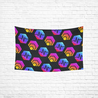 Hex Pulse Combo Black Wall Tapestry 60"(W) x 40"(H)