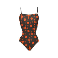 5555 Orange Women Cut Out Sides One Piece Swimsuit
