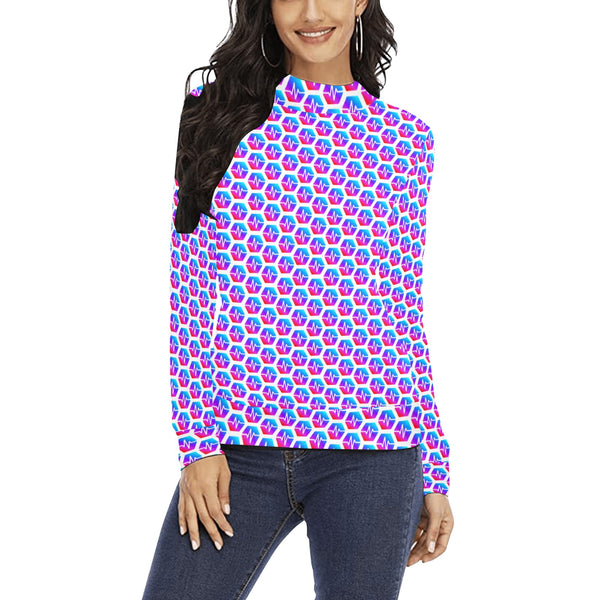 Pulses Small Women's All Over Print Mock Neck Sweater