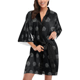 Hex Black & Grey Women's Short Kimono Robe