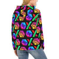 HPXdotCOM Black Women's All Over Print Hoodie