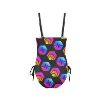 Hex Pulse Combo Black Drawstring Side One-Piece Swimsuit