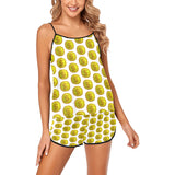 IM 3D WHT Women's Spaghetti Strap Cami Short Pajama Set