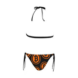 Bitcoin Black & Orange Sexy Halter Bikini Swimsuit