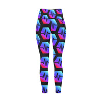 Pulse Black All Over Print High Waist Leggings with Pockets