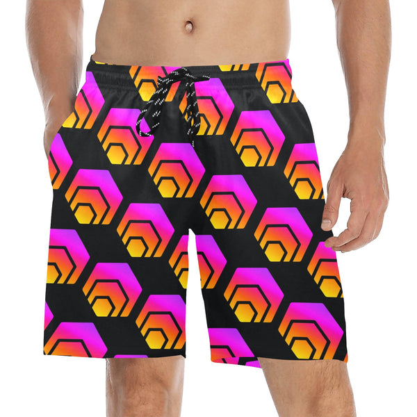 Hex Black Men's Mid-Length Beach Shorts