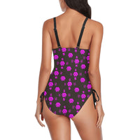 5555 Pink Drawstring Side One-Piece Swimsuit