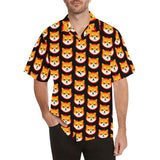 Shiba Inu Black Men's All Over Print Hawaiian Shirt