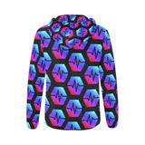 Pulse Black Women's All Over Print Full Zip Hoodie