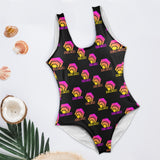 Hex Color Dot Com Black Women's Low Back One Piece Swimsuit