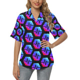 Pulse Black All Over Print Hawaiian Shirt for Women